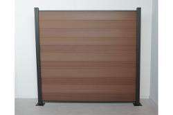 Kit complet clôture WPC / brise-vue / clôture à emboîter, brun 1850 mm (hauteur) x 20 mm (épaisseur) x 1800 (largeur) mm, hauteur de la clôture y compris le départ et le profil de finition (série WoodoTexel sans poteaux)